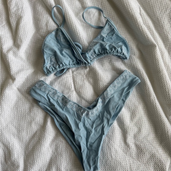 Blackbough Other - Blackbough Swim Baby Blue Embroidered Bikini Set